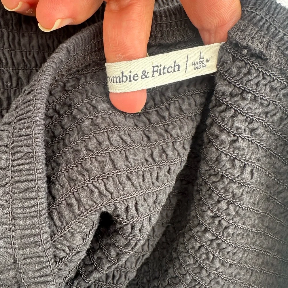 New ABERCROMBIE&FITCH Eyelet Smocked Midi Skirt Black Size L - Picture 5 of 5